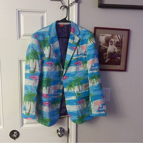 OppoSuit 3 piece Flamingo Print Suit - Picture 5 of 9